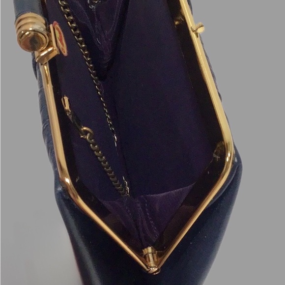 Vintage Ande Blue Faux Leather Frame Purse, 1960-70s - Picture 8 of 11